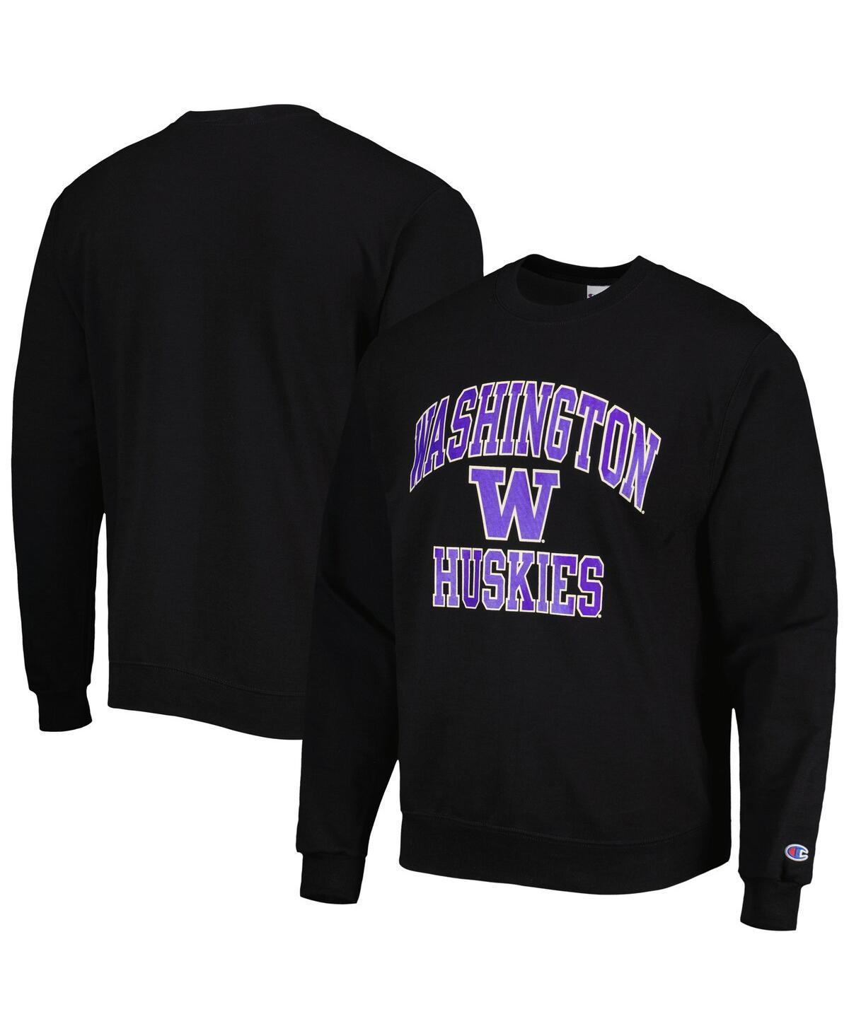 Mens Champion Black Washington Huskies High Motor Pullover Sweatshirt Product Image