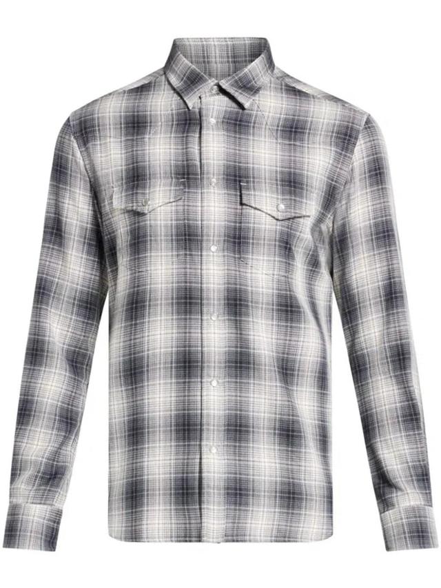 TOM FORD Check Print Shirt In Grey Product Image