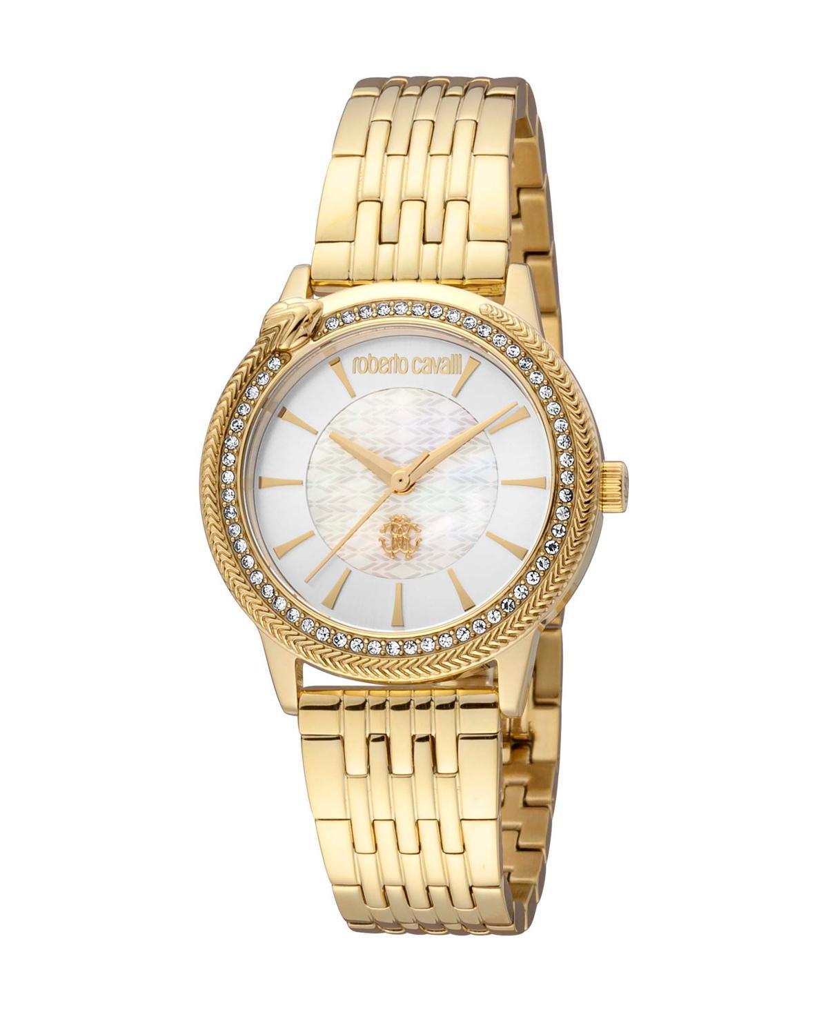 Roberto Cavalli Womens Quartz Gold-tone Stainless Steel Watch 32mm - Gold Product Image