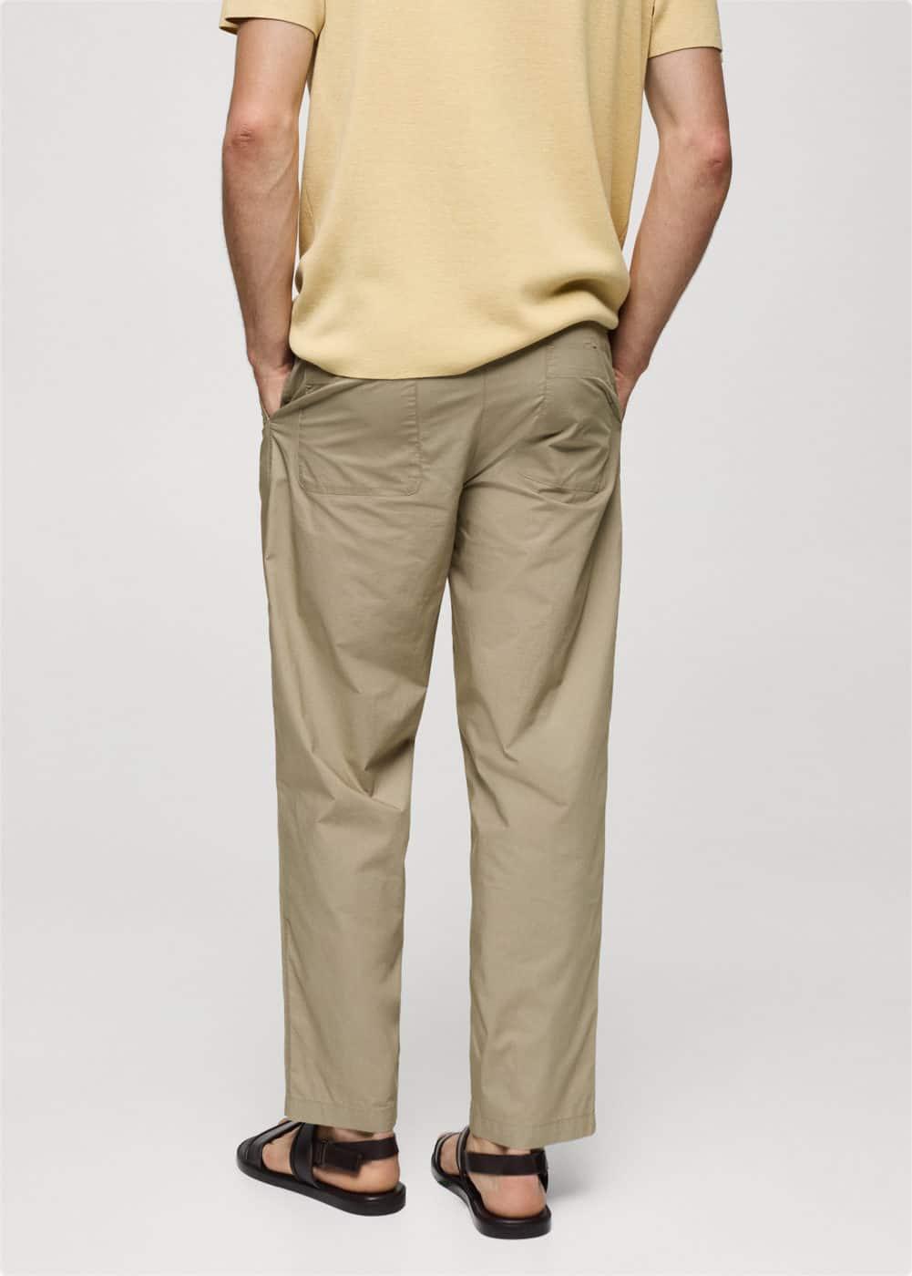 MANGO MAN - Drawstring cotton trousers mink greyMen Product Image