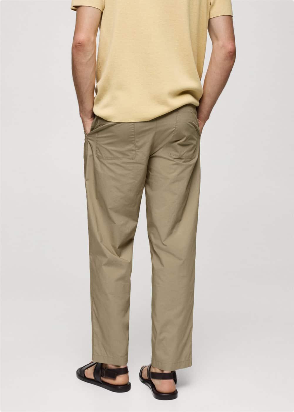 MANGO MAN - Drawstring cotton trousers mink greyMen Product Image