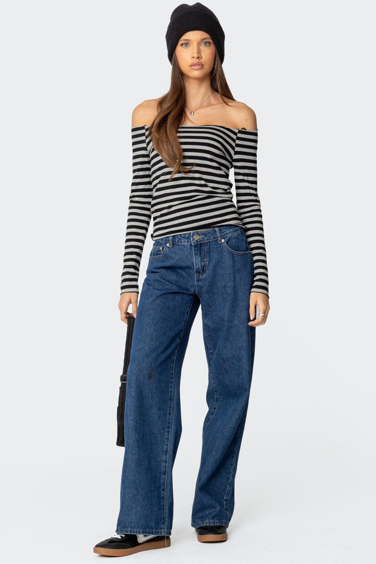 Nelligan Striped Off Shoulder Top Product Image