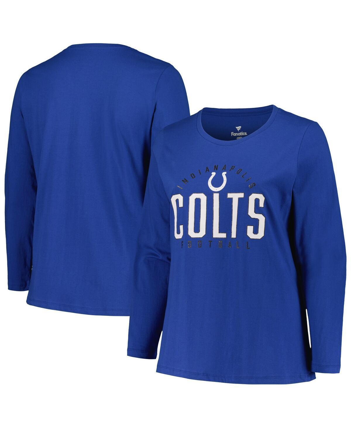 Womens Fanatics Branded Royal Indianapolis Colts Plus Size Foiled Play Long Sleeve T-Shirt Product Image