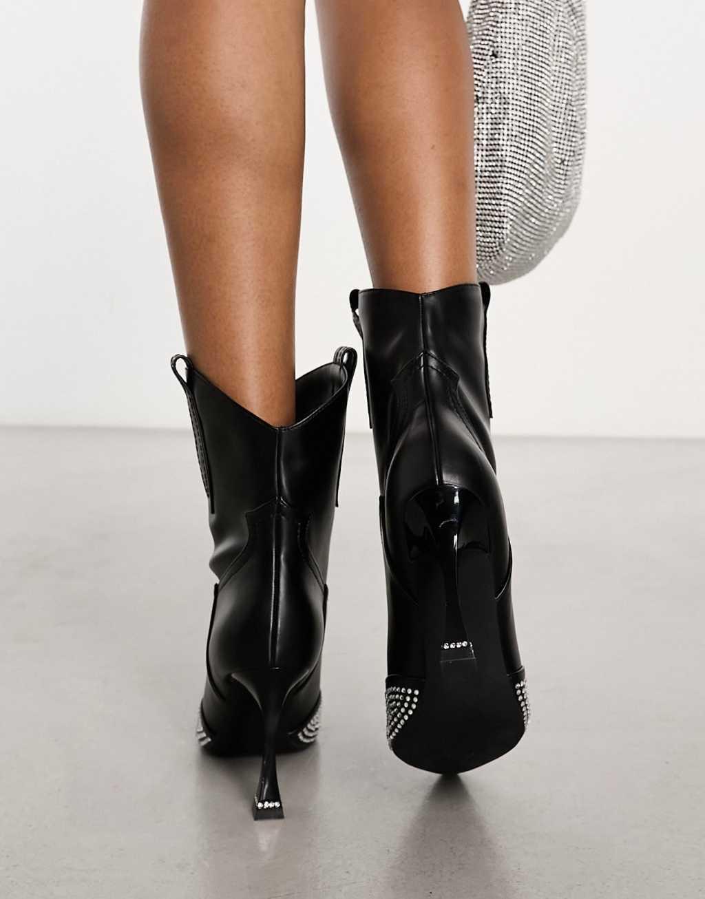 Simmi London Wide Fit Henry high ankle boot with embellished toe Product Image