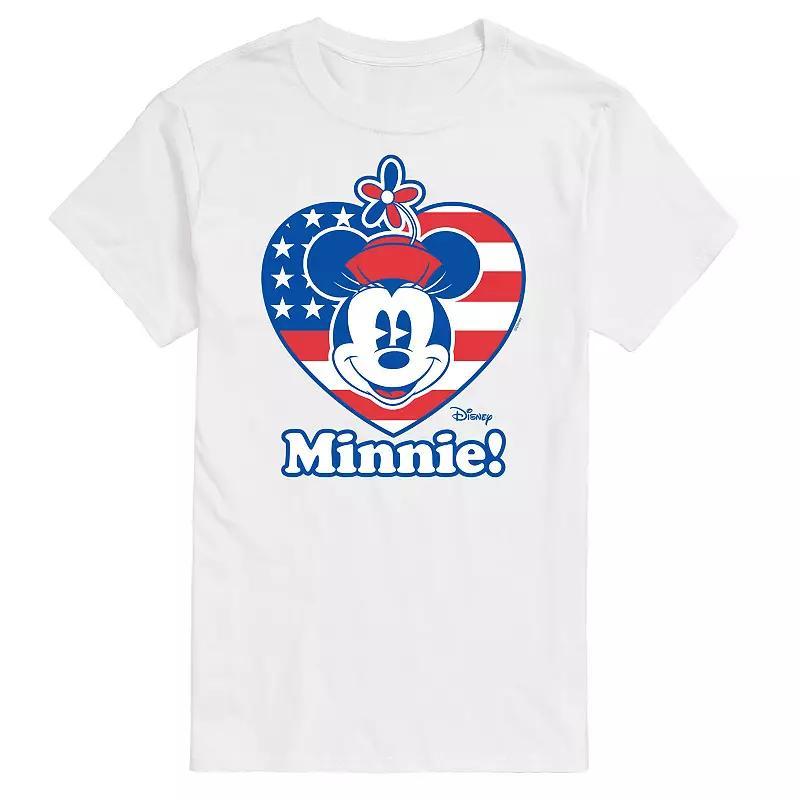 Disneys Minnie Mouse Mens Flag Heart Graphic Tee Product Image