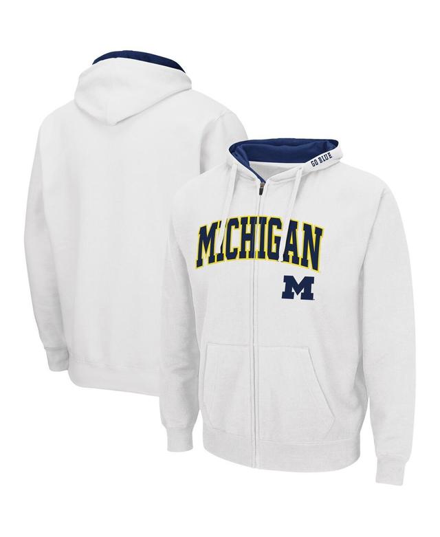 Mens Colosseum White Michigan Wolverines Arch and Logo 3.0 Full-Zip Hoodie Product Image