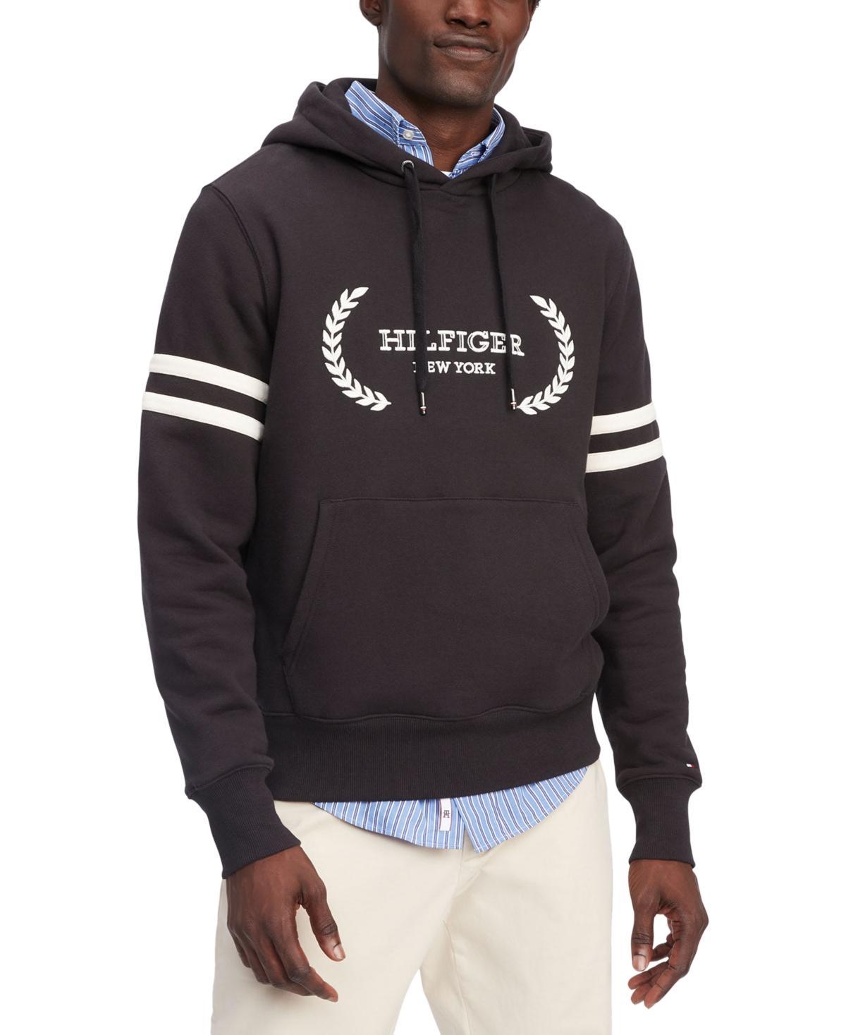 Tommy Hilfiger Mens Embroidered Hilfiger Laurel Logo Cotton Hoodie Product Image