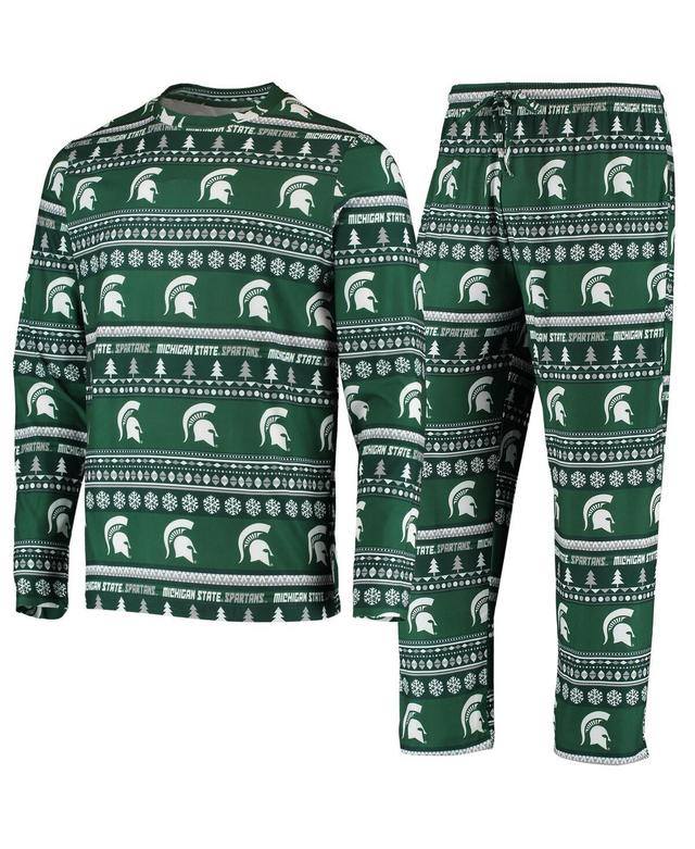 Mens Concepts Sport Green Michigan State Spartans Ugly Sweater Knit Long Sleeve Top and Pant Set Product Image