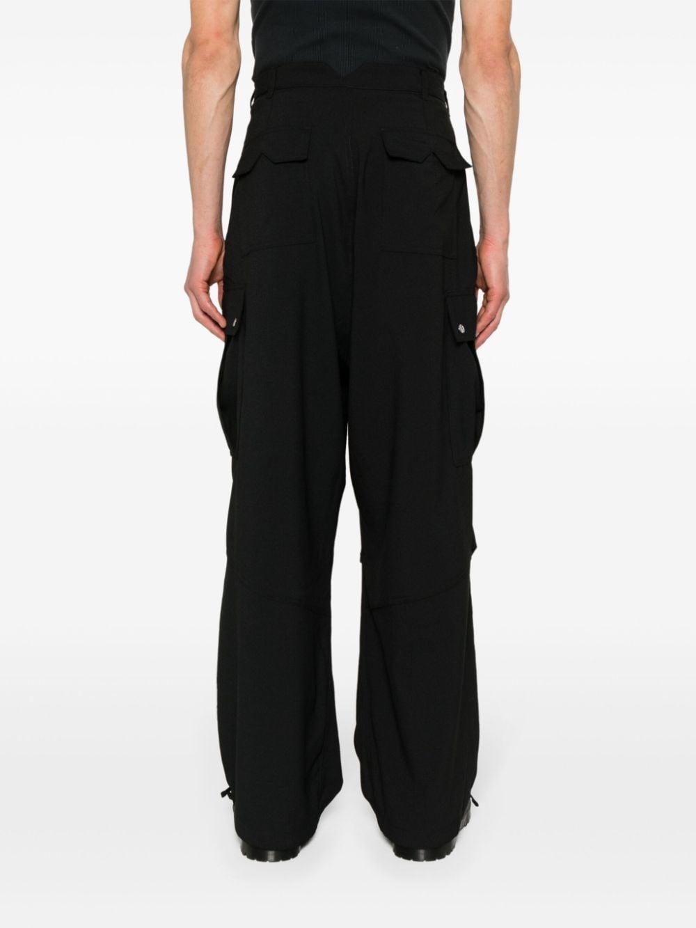 Textured-finish Straight-leg Cargo Pants In Black Product Image