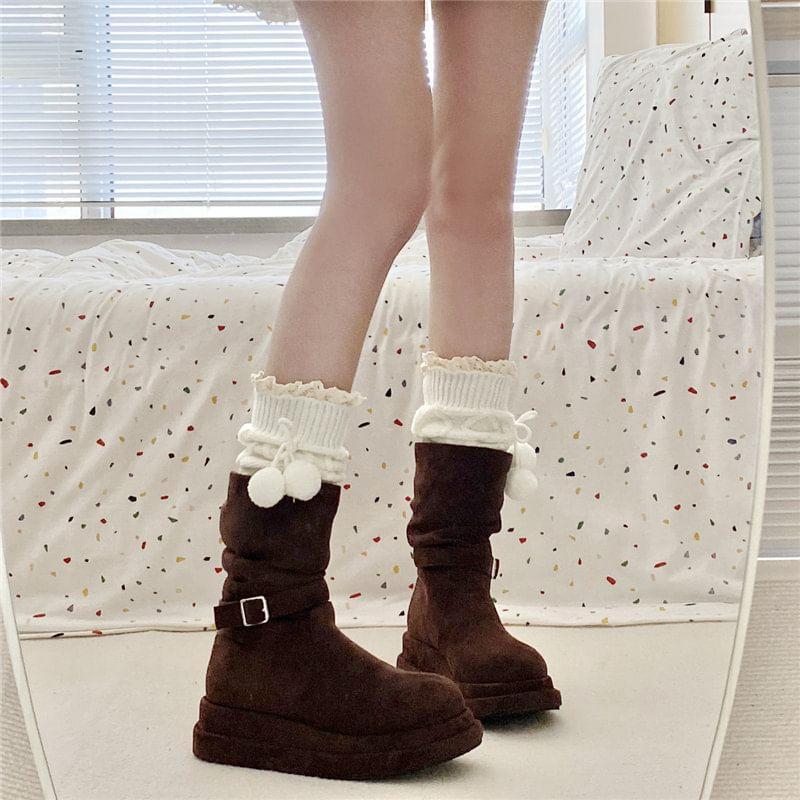 Buckled Platform Short Boots Product Image