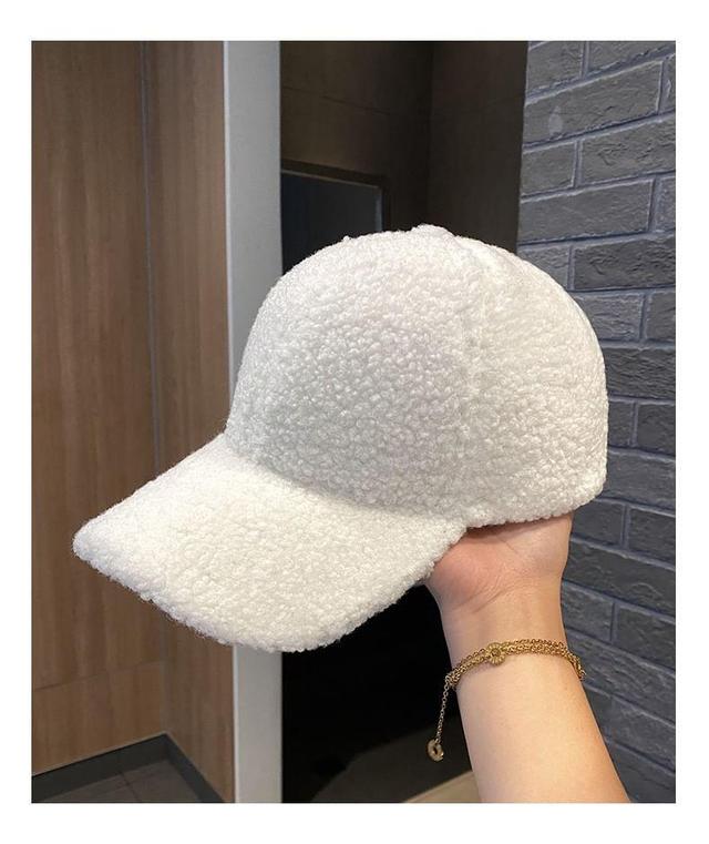 Plain  Faux Shearling Baseball Cap Product Image