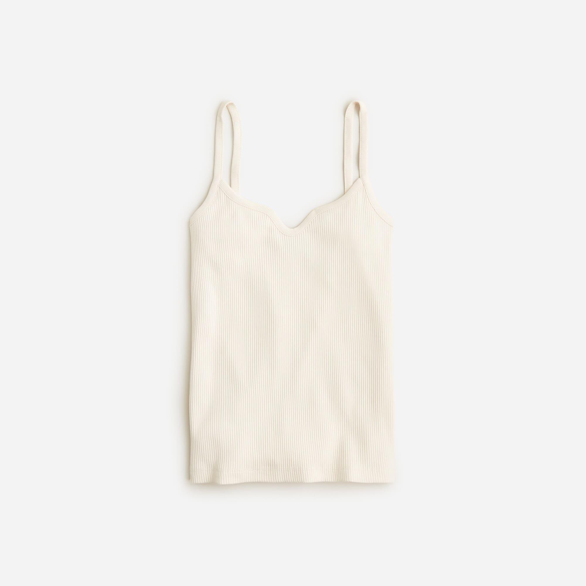 Vintage rib sweetheart tank top with contrast trim Product Image