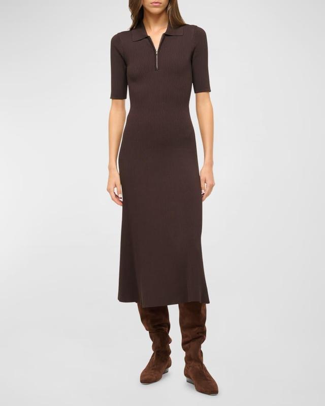 Roland Short-Sleeve Rib-Knit Midi Dress Product Image