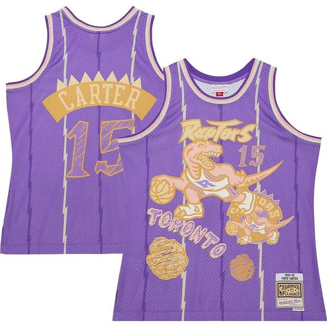 Mens Mitchell & Ness Vince Carter Purple Toronto Raptors Swingman Sidewalk Sketch Jersey Product Image