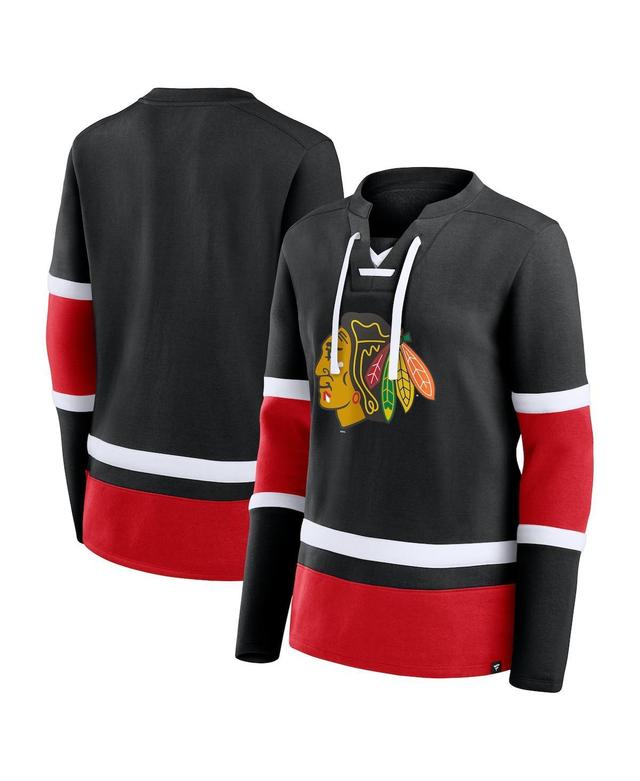 Womens Fanatics Branded /Red Chicago hawks Top Speed Lace-Up Pullover Sweatshirt Product Image