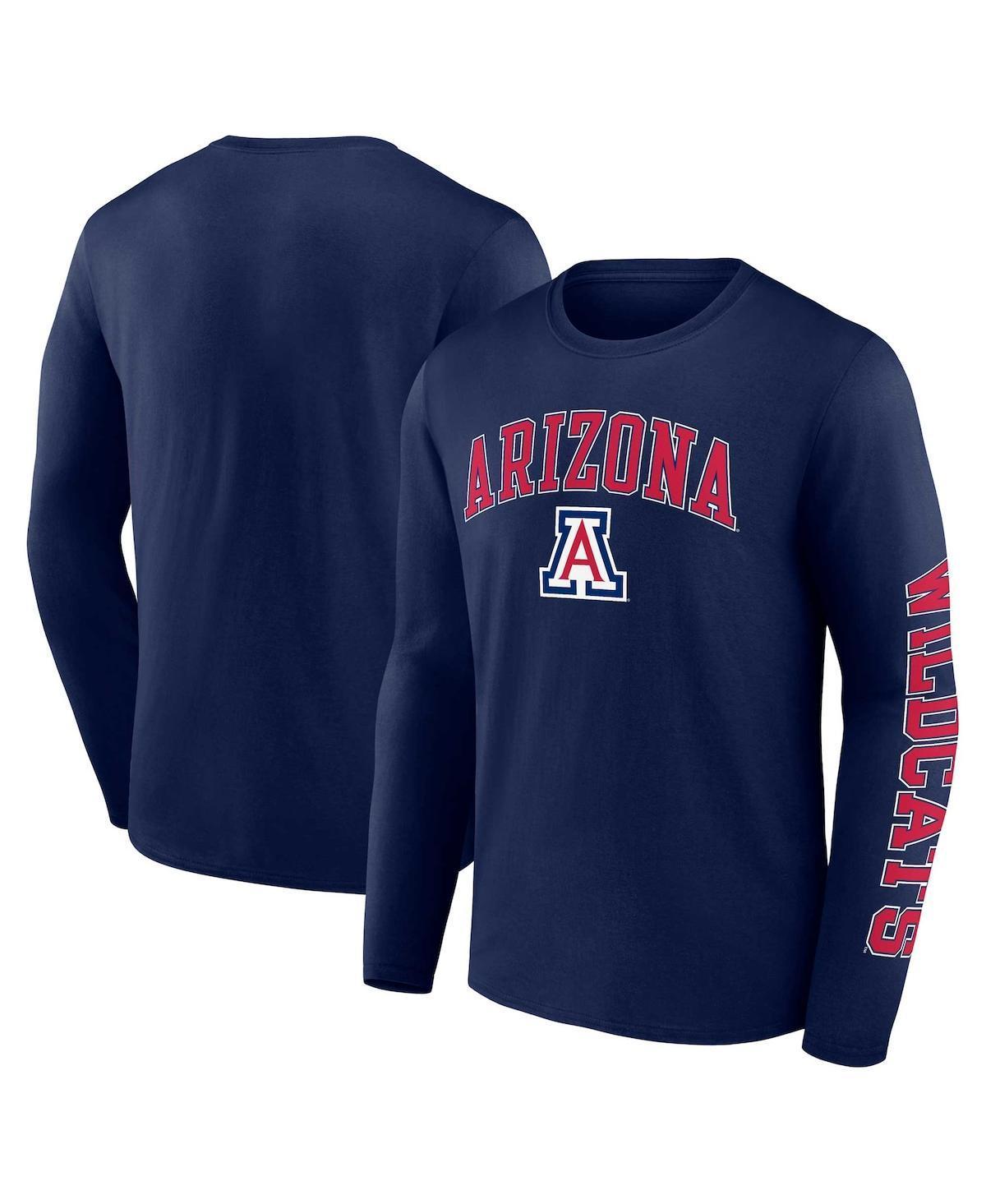 Mens Fanatics Navy Arizona Wildcats Distressed Arch Over Logo Long Sleeve T-shirt Product Image