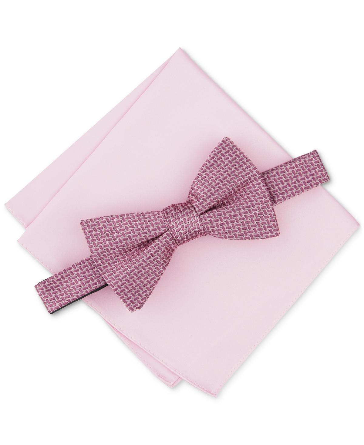 Alfani Mens Edson Mini-Geo Bow Tie & Solid Pocket Square Set, Created for Macys Product Image