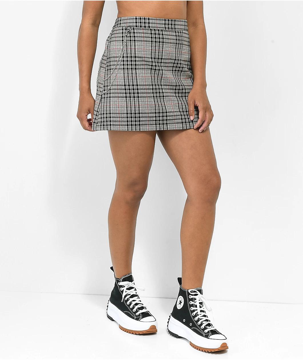 Empyre Cyndi Cream Plaid Chain Skirt Product Image