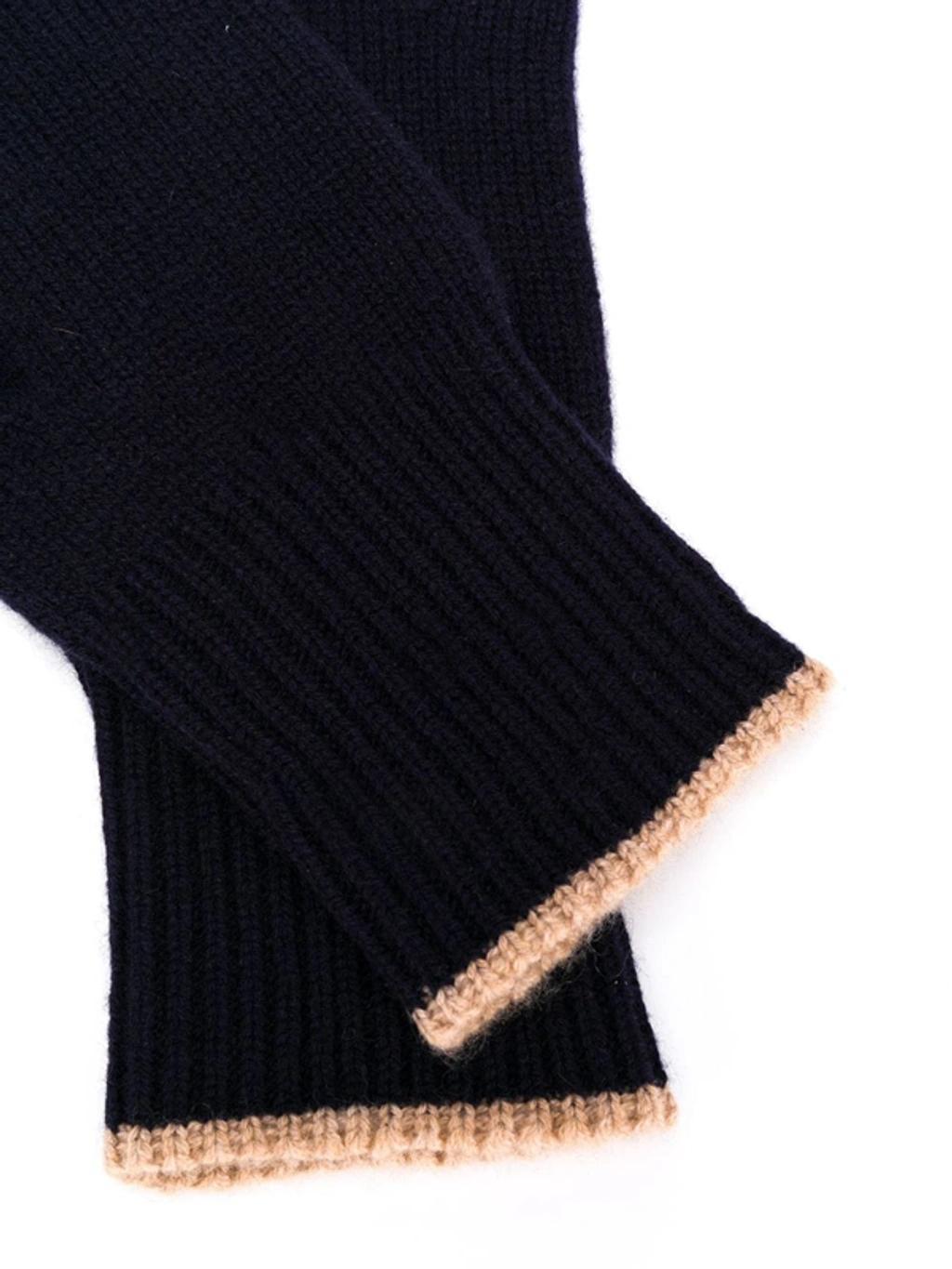 Contrast-trim Cashmere Gloves In Blue Product Image