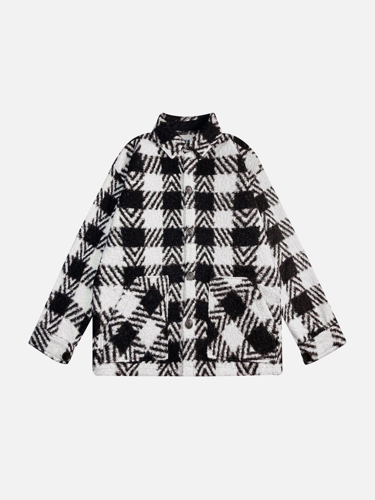 Aelfric Eden Black White Plaid Shrepa Coat Product Image