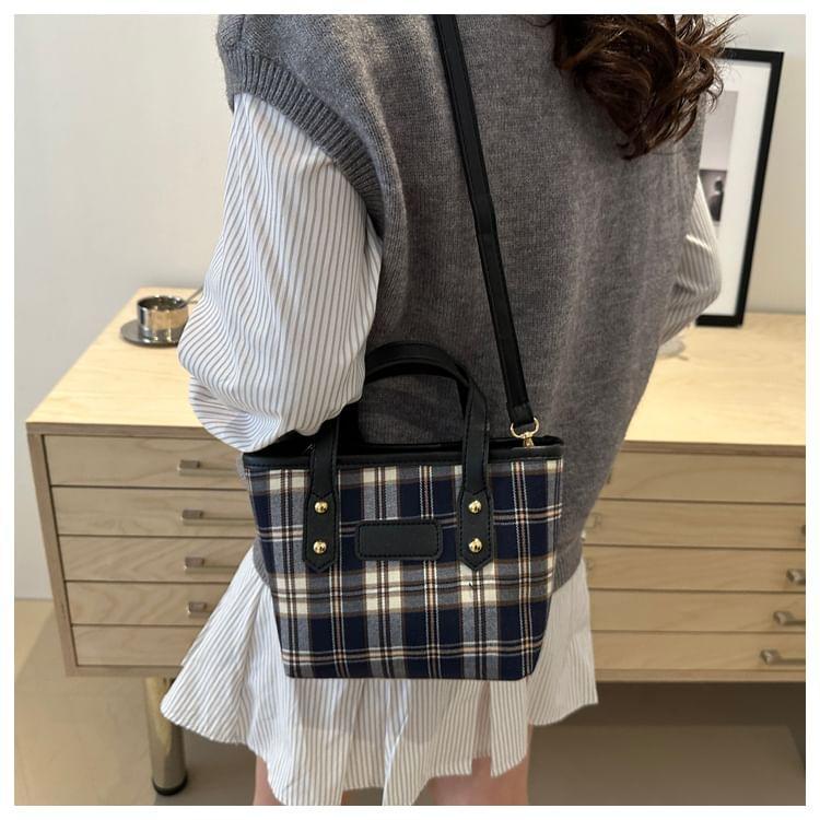 Plaid Top Handle Crossbody Bag Product Image