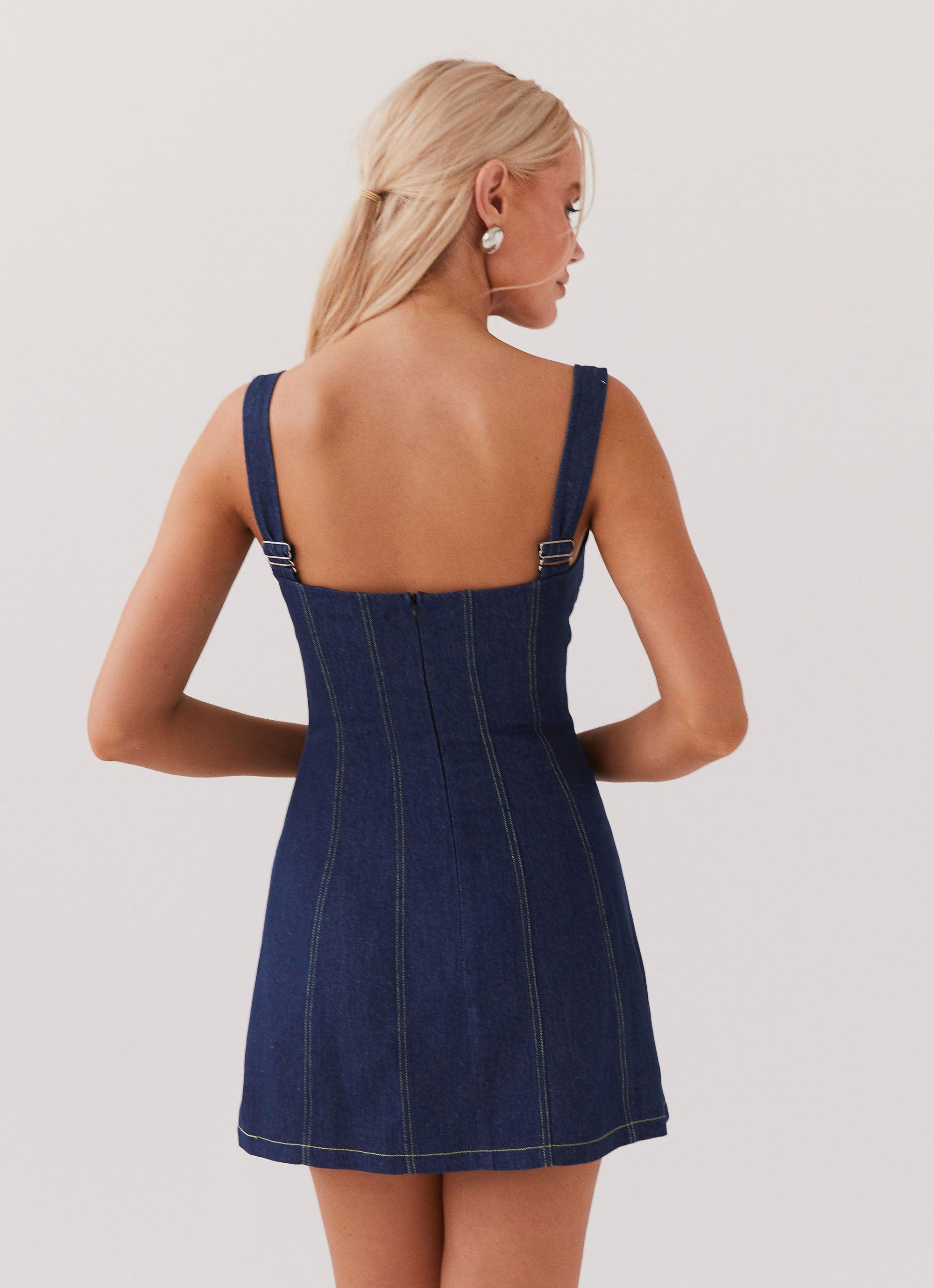 Rosalia Denim Mini Dress - Indigo Product Image