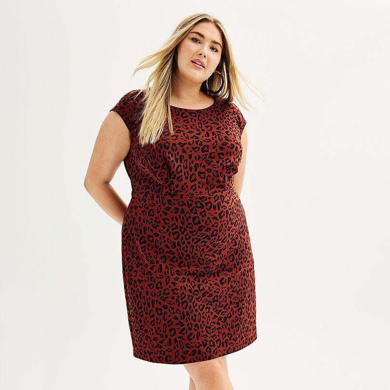 Plus Size Nine West Cap Sleeve Ponte Sheath Dress, Womens Product Image