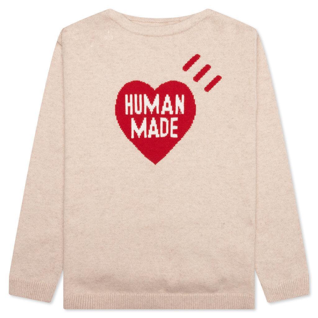 Heart Knit Sweater - Beige Male Product Image