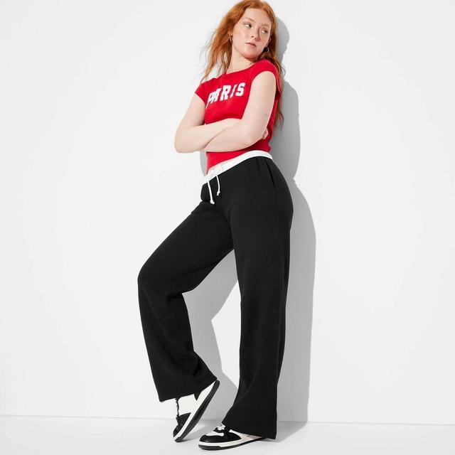 Women's High-Rise Wide Leg Sweatpants - Wild Fable™ Black S Product Image