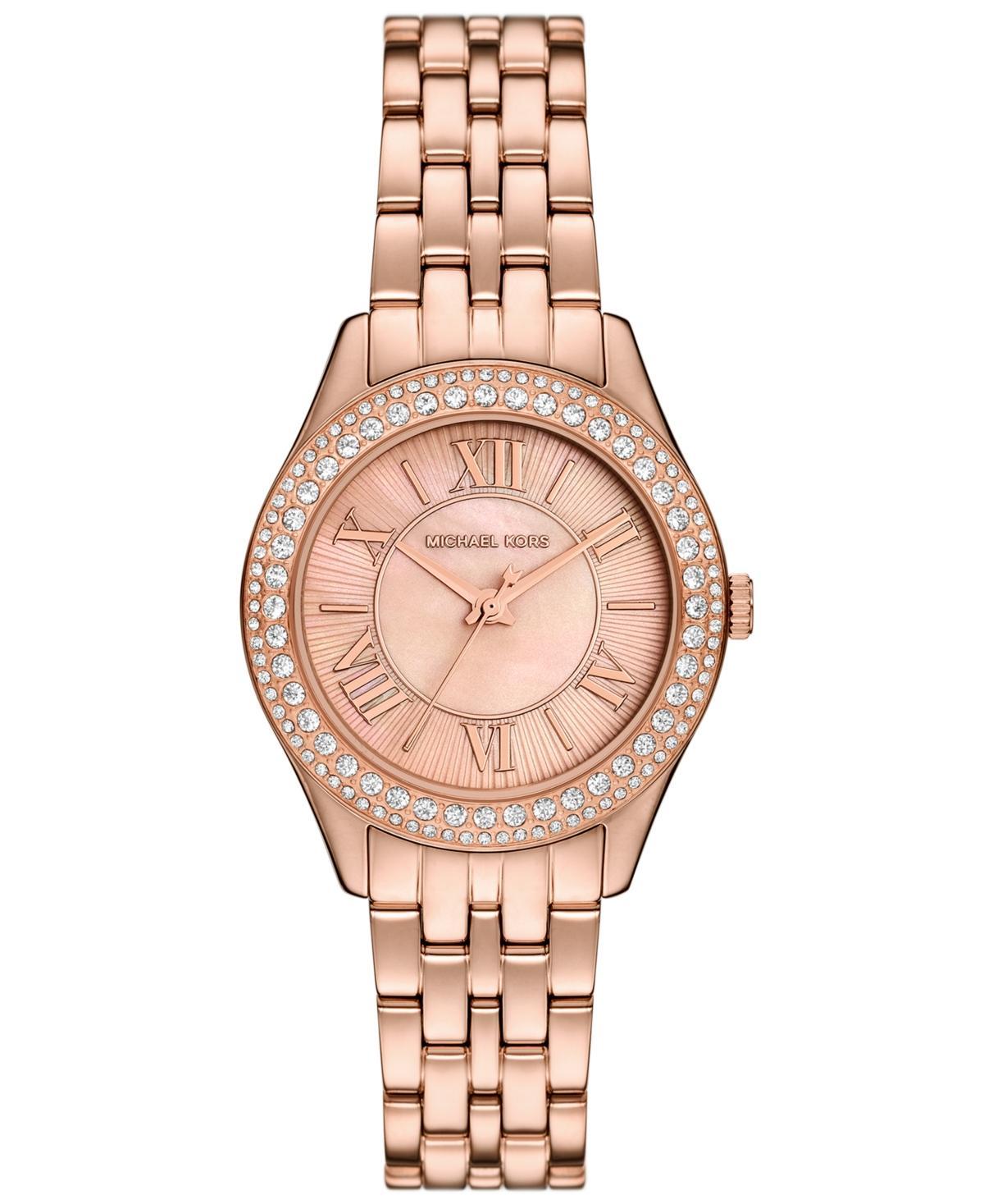 Michael Kors Womens Harlowe Three-Hand Rose Gold-Tone Stainless Steel Watch 33mm Product Image