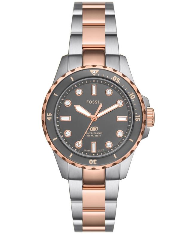 Fossil Womens Blue Dive Three-Hand Two-Tone Stainless Steel Watch 36mm Product Image