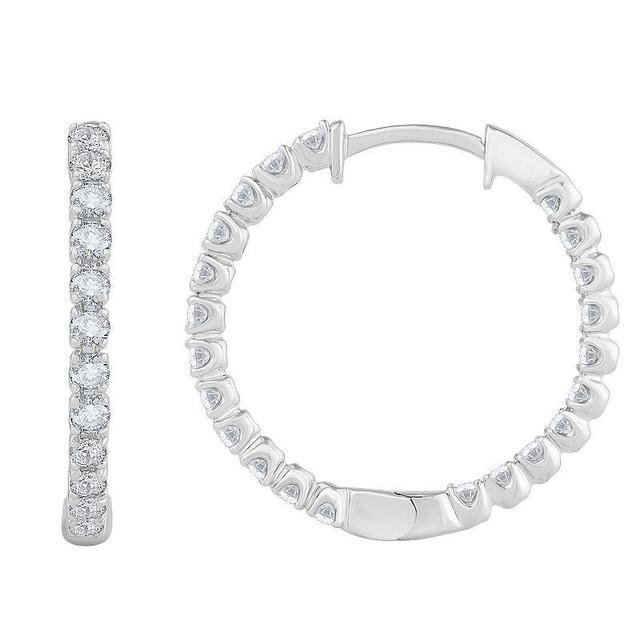 Diamond Medley 14k White Gold 1 Carat T.W. Lab-Grown Diamond Hoop Earrings, Womens Product Image