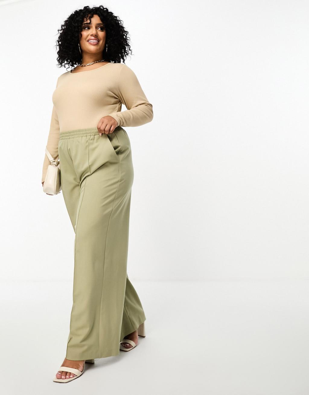 Yours long sleeve ribbed bodysuit in beige Product Image