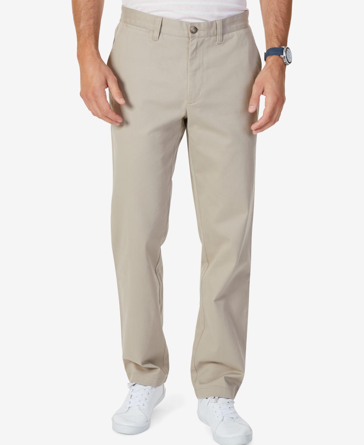 Nautica Mens Classic-Fit Stretch Solid Flat-Front Chino Deck Pants Product Image