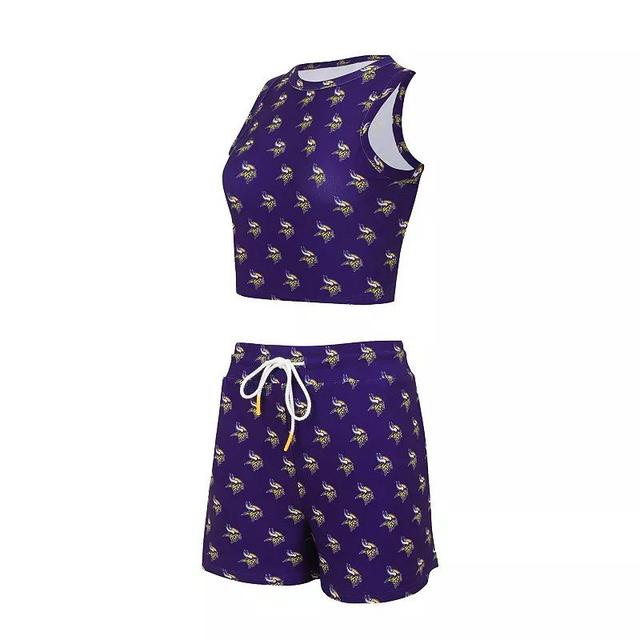 Womens Concepts Sport Minnesota Vikings Gauge Allover Print Cropped Tank Top & Shorts Sleep Set Product Image