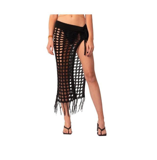 Womens Crochet Slit Maxi Skirt Product Image