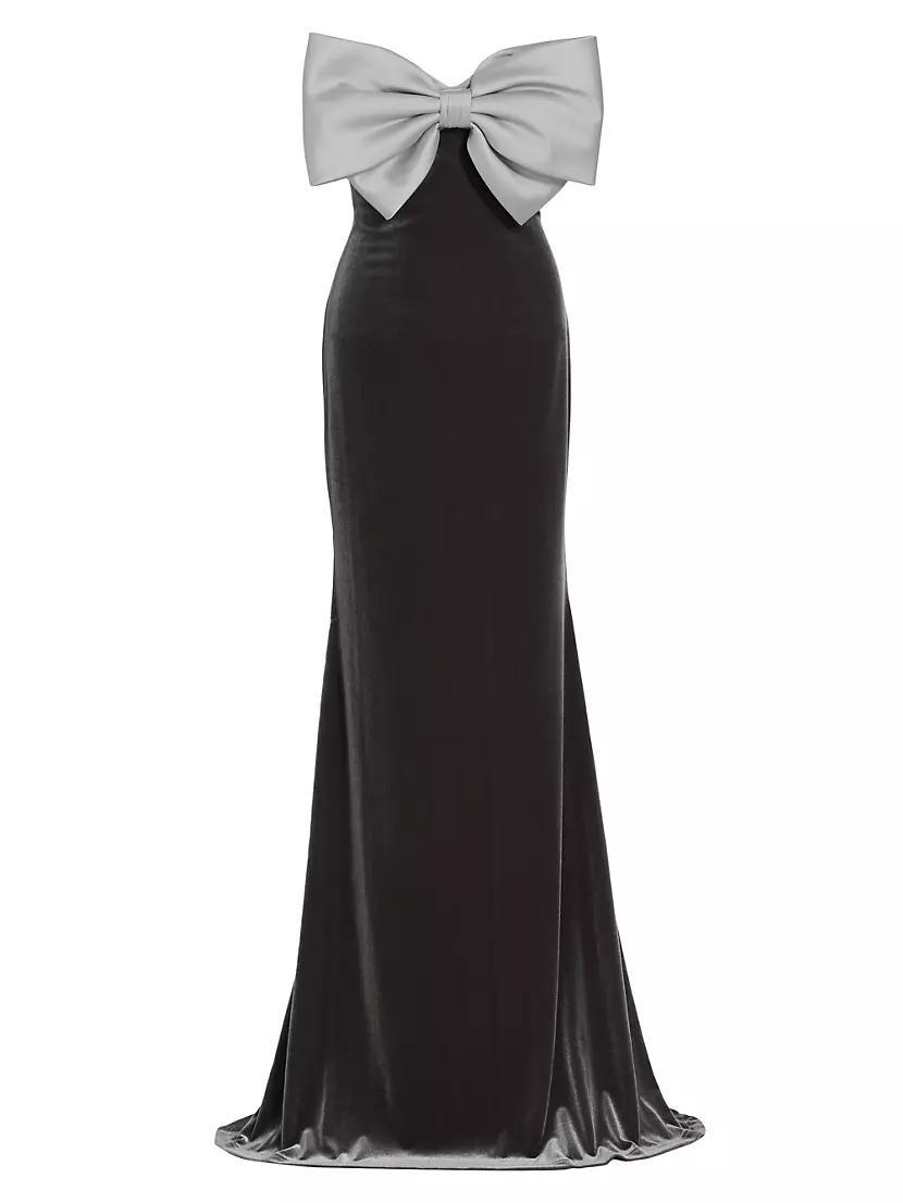 Womens Strapless Bow Floor-Length Gown Product Image