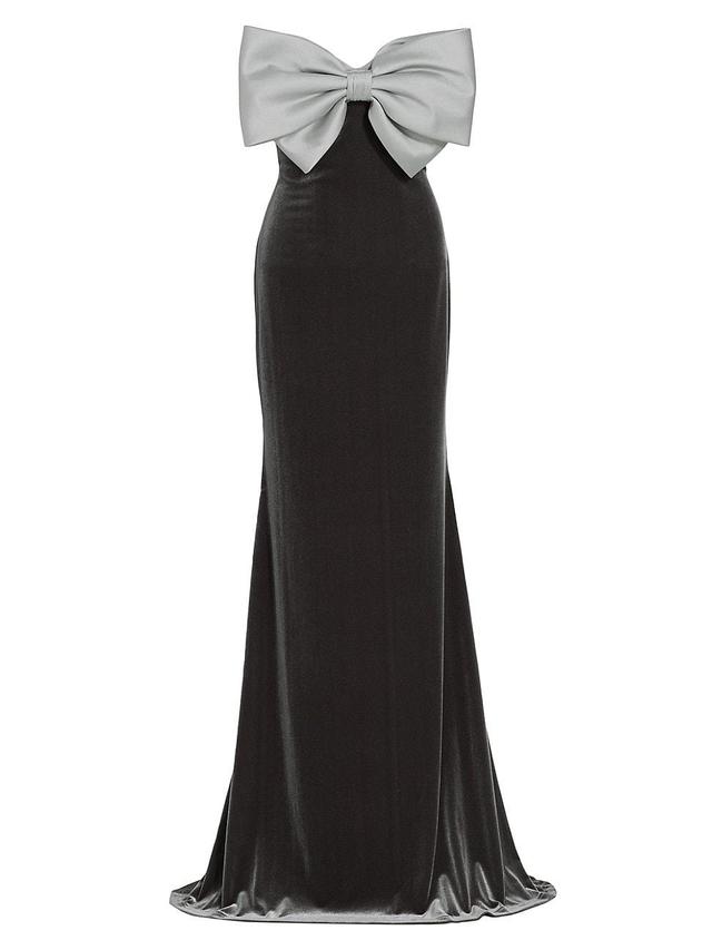 Womens Strapless Bow Floor-Length Gown Product Image