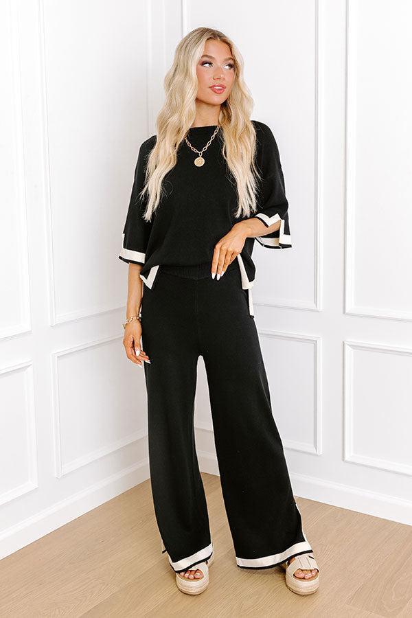 Uptown Cafe High Waist Knit Pants in Black Product Image