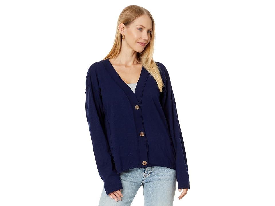 Mod-o-doc Long Sleeve Crop Boxy Cardigan (Raw Oats) Women's Sweater Product Image