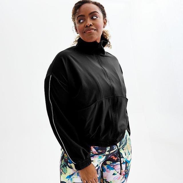 Plus Size Tek Gear Windbreaker Jacket, Womens Black Product Image