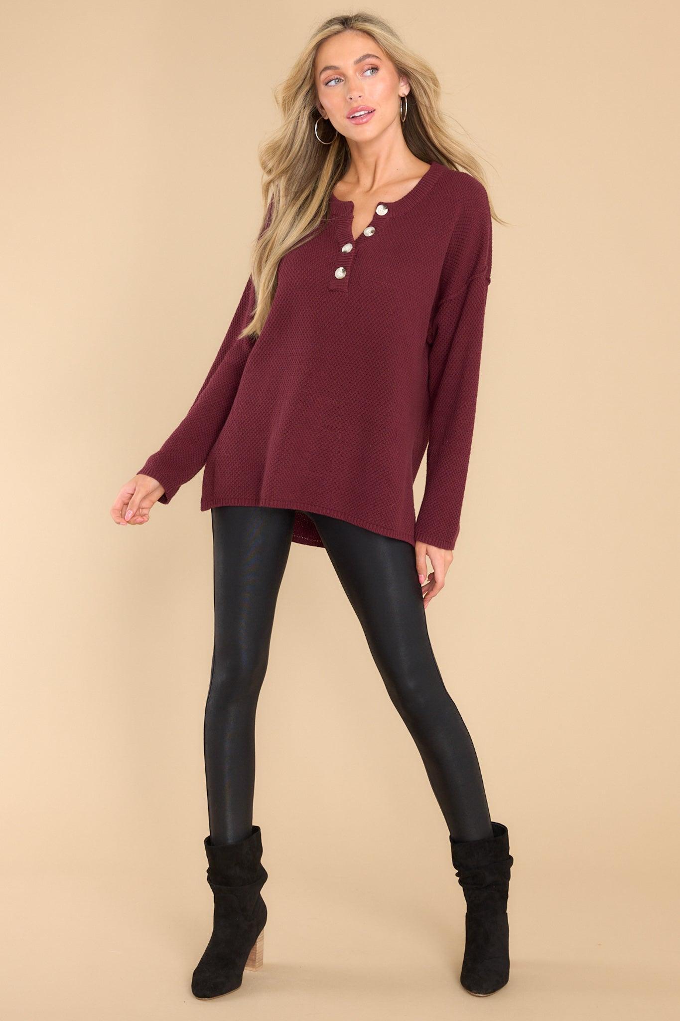 Fireside Chic Wine Sweater Red Product Image