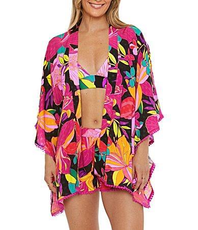 Trina Turk Solar Floral Print Open Front Cover Product Image