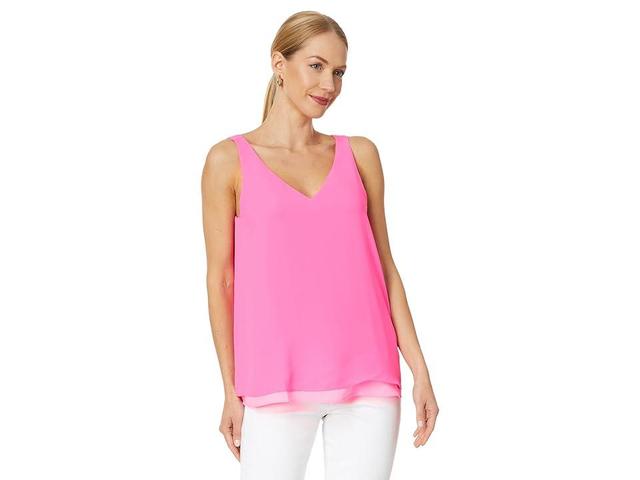 Lilly Pulitzer Florin Sleeveless V-Neck (Aura Pink) Women's Clothing Product Image