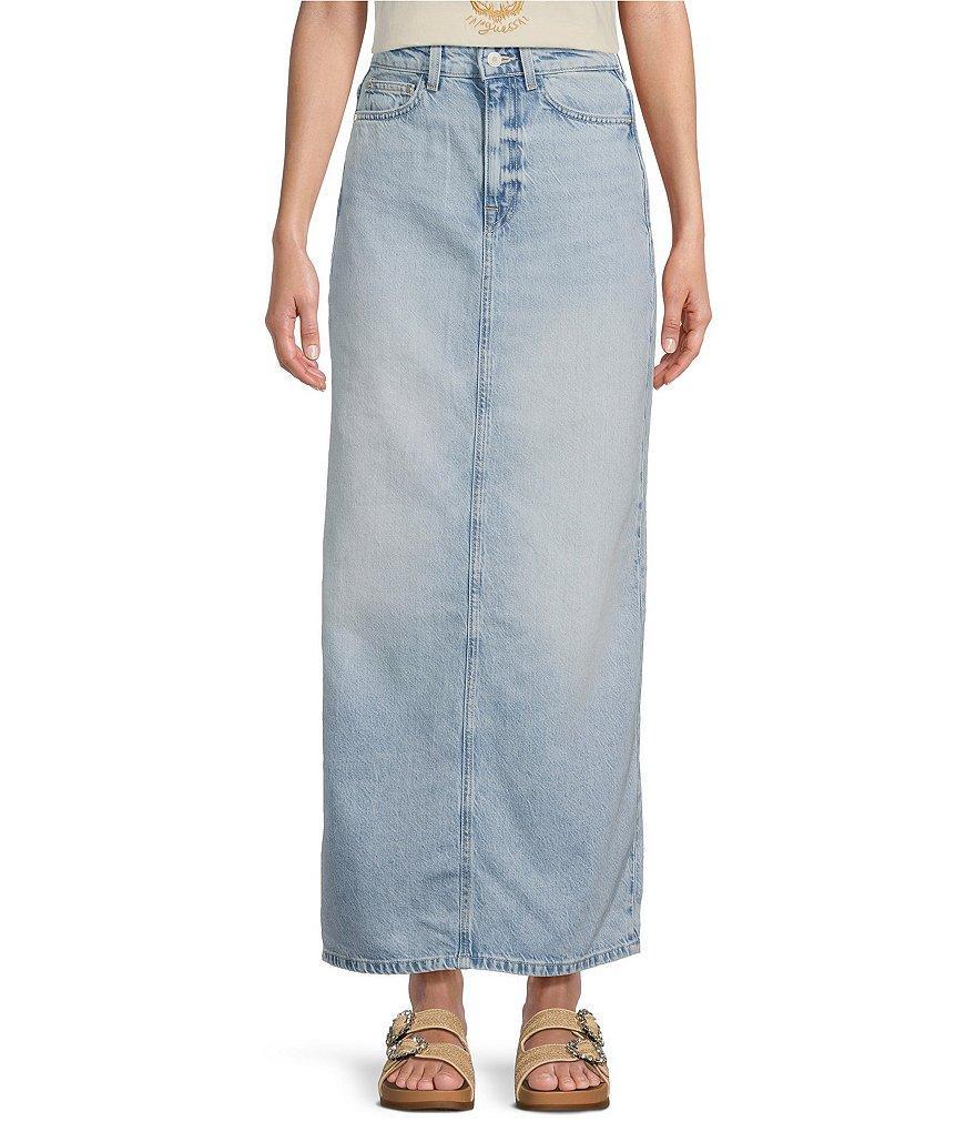 Guess Wenona High Rise Back Split Denim Maxi Skirt Product Image