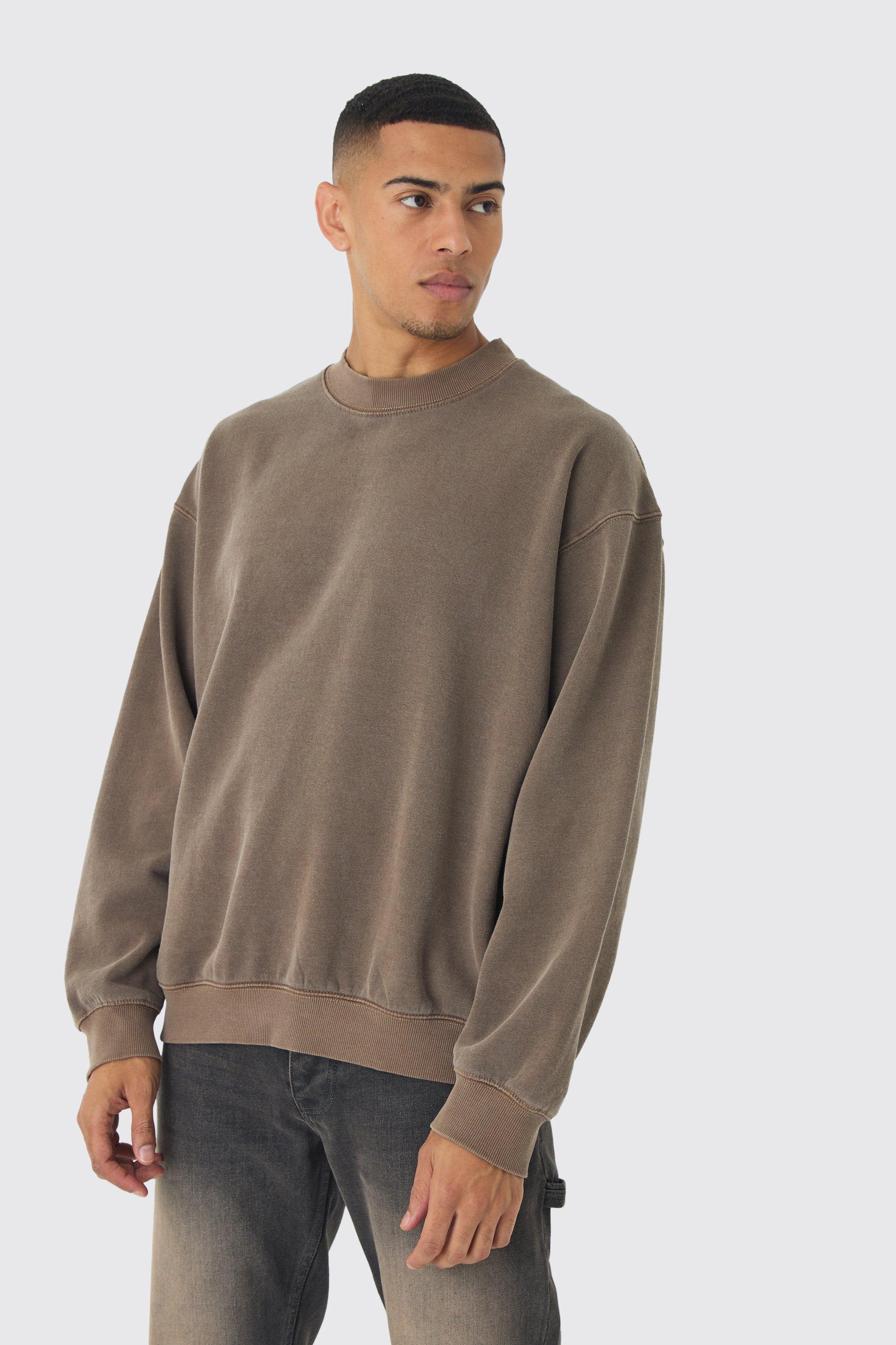 Oversized Extended Neck Washed Sweatshirt | boohooMAN USA Product Image