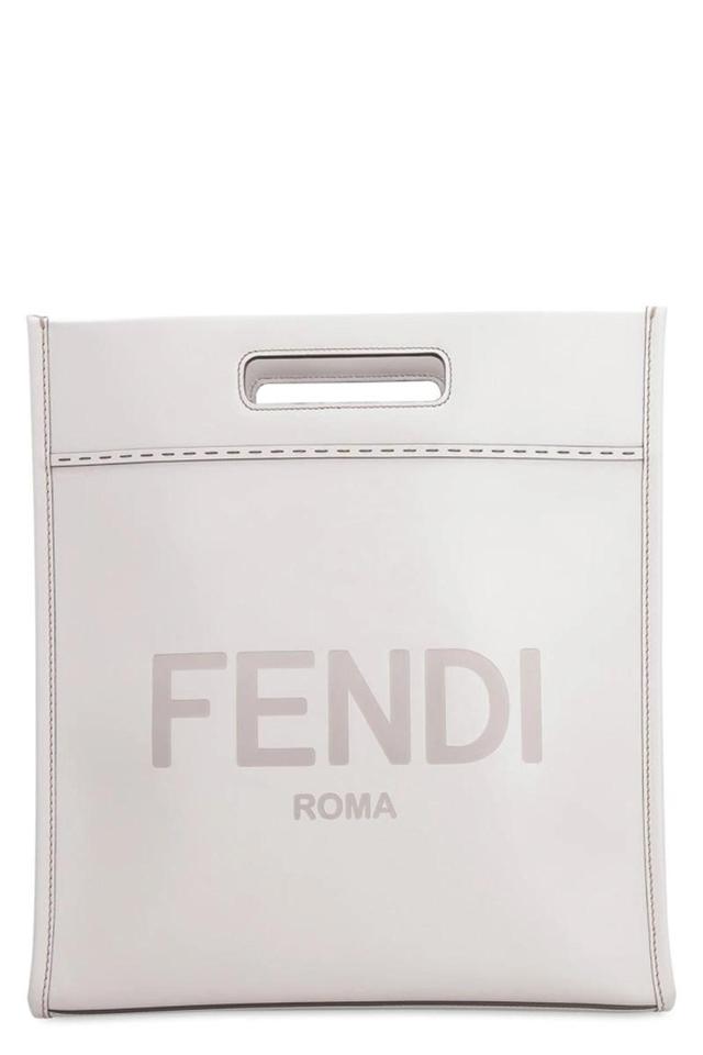 Roma Lettering Shopper Tote Bag In Grey Product Image