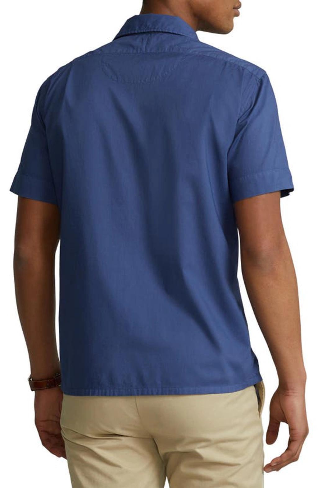 Piece-dyed Linen Classic-fit Short-sleeve Shirt In Navy Product Image