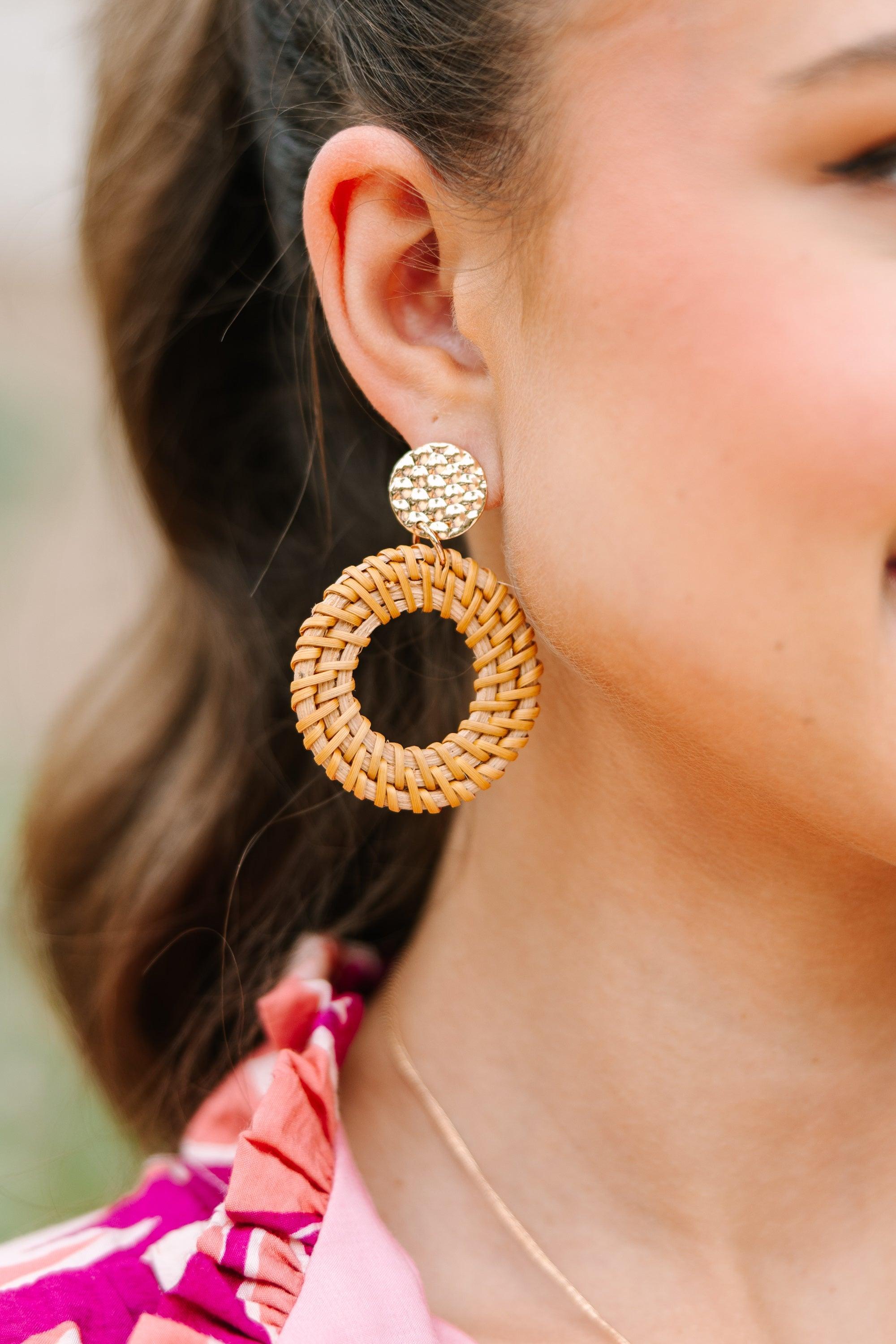 Looking For You Beige Woven Earrings Female Product Image