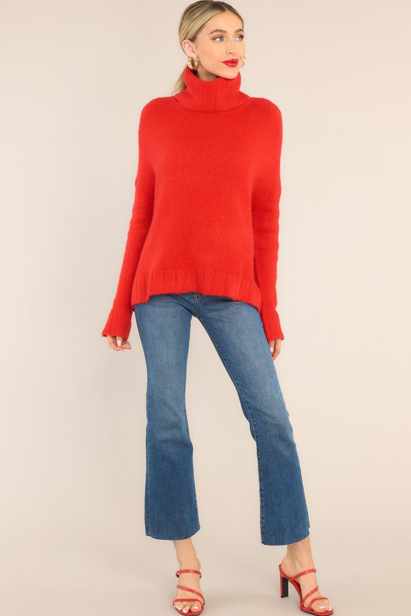 Fable Say Anything Red Turtleneck Sweater Product Image